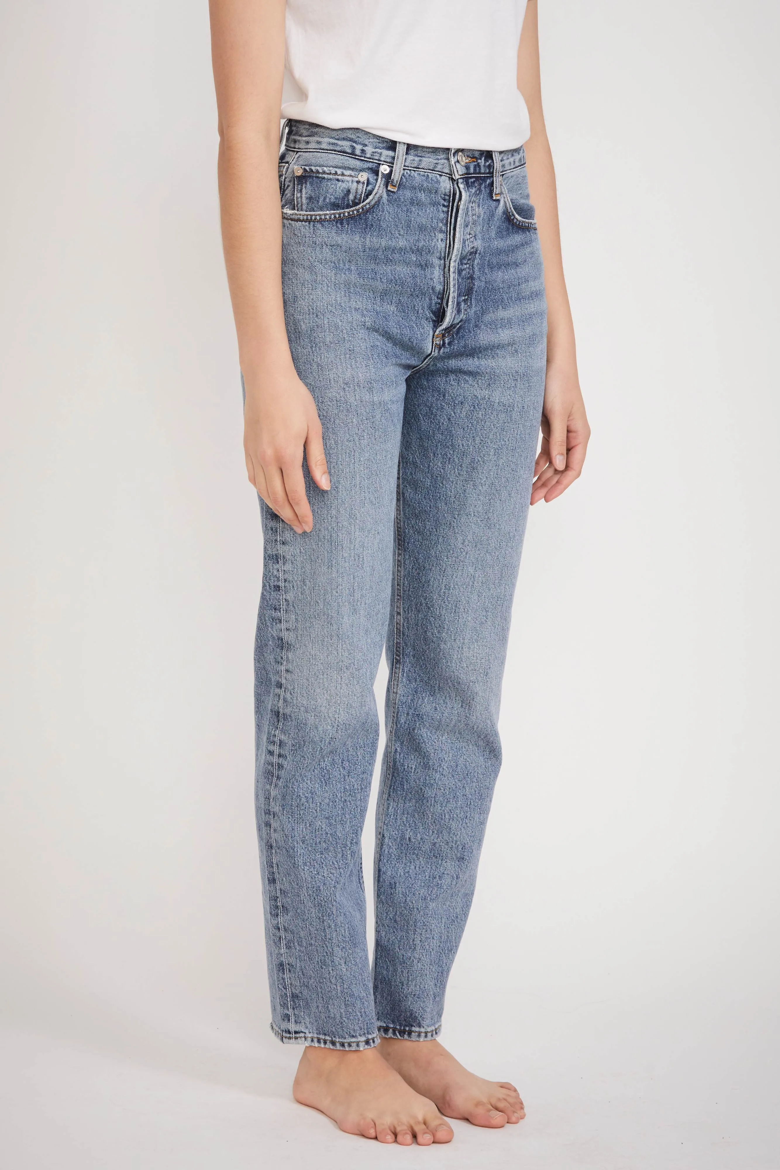 90's Pinch Waist High Straight Navigate