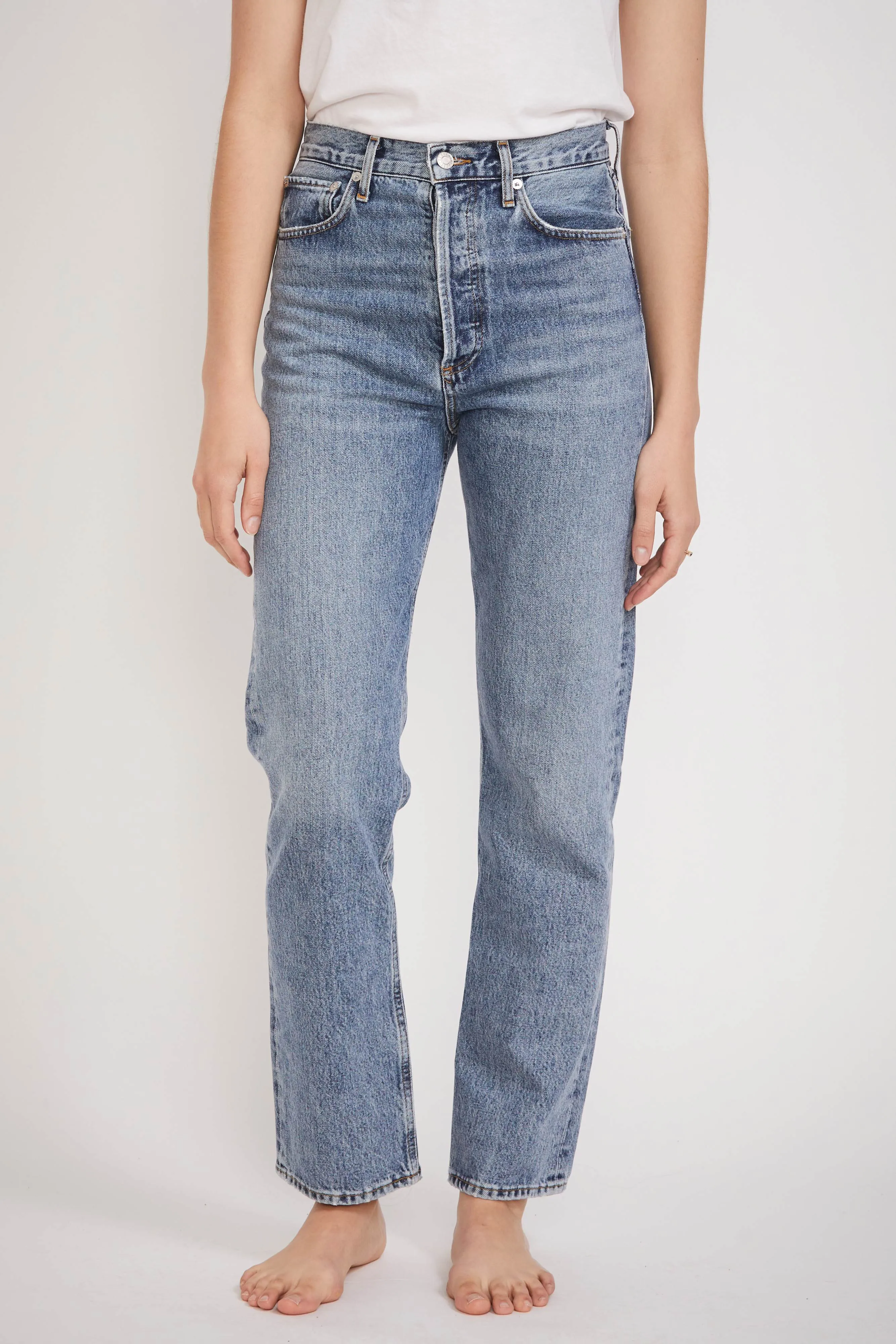 90's Pinch Waist High Straight Navigate