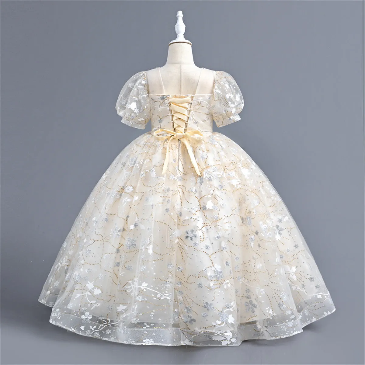 AL003 3-10years old Yoliyolei Puffy Trailing Party Dress Girls Halloween Sweet Princess Baby Kids Birthday Clothing Child Wedding Retro Dress