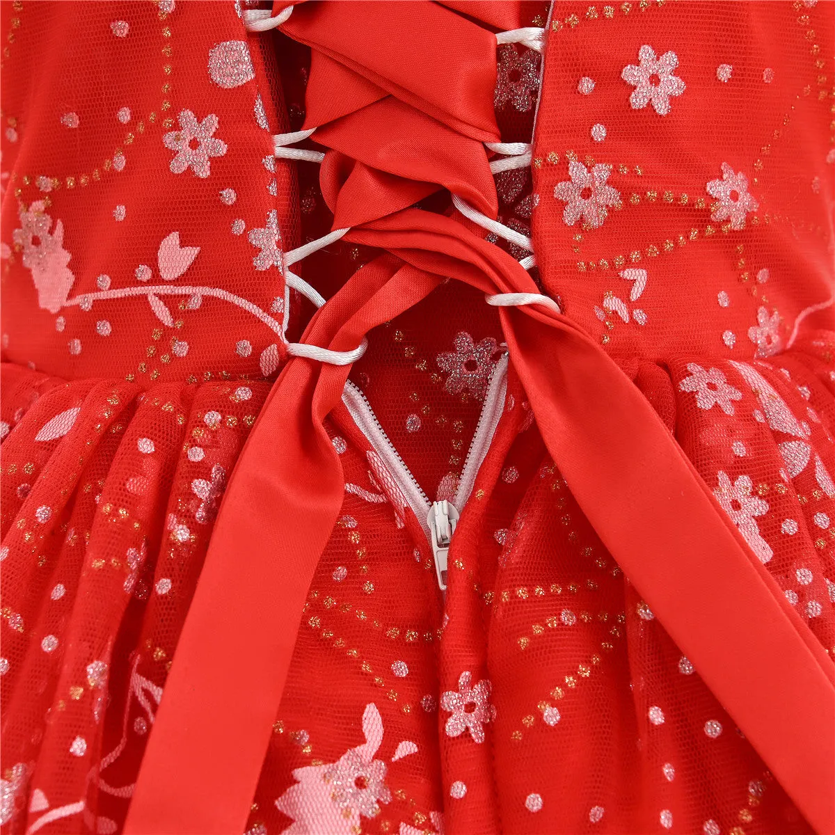 AL003 3-10years old Yoliyolei Puffy Trailing Party Dress Girls Halloween Sweet Princess Baby Kids Birthday Clothing Child Wedding Retro Dress