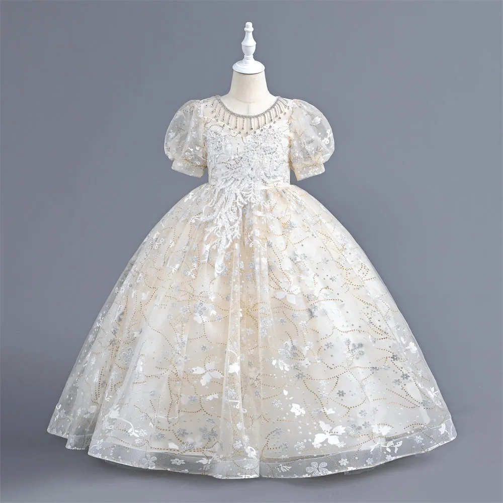 AL003 3-10years old Yoliyolei Puffy Trailing Party Dress Girls Halloween Sweet Princess Baby Kids Birthday Clothing Child Wedding Retro Dress