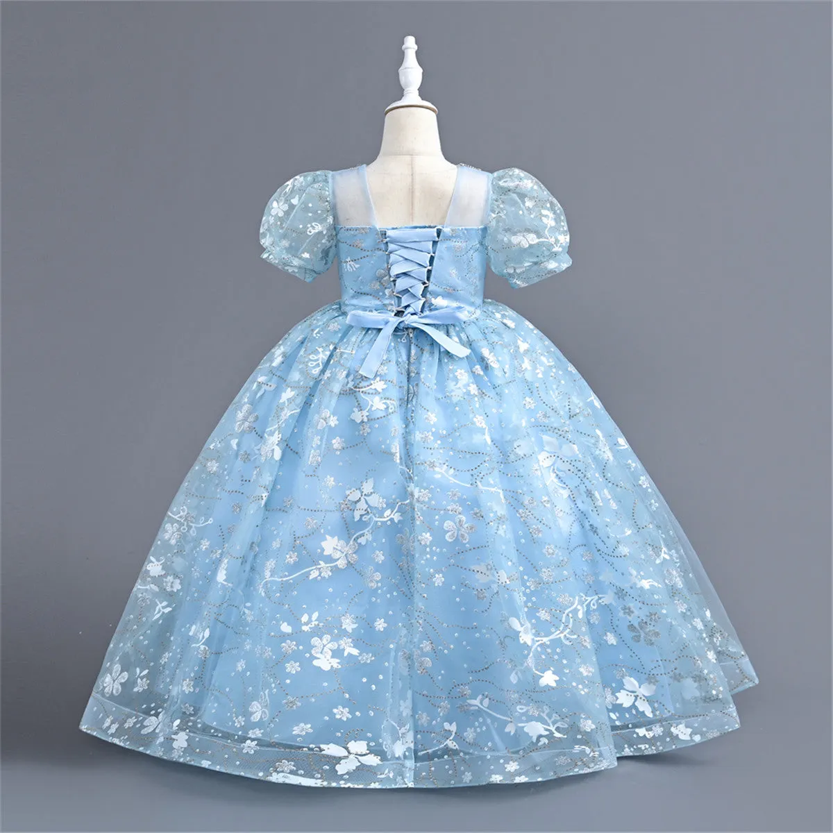 AL003 3-10years old Yoliyolei Puffy Trailing Party Dress Girls Halloween Sweet Princess Baby Kids Birthday Clothing Child Wedding Retro Dress