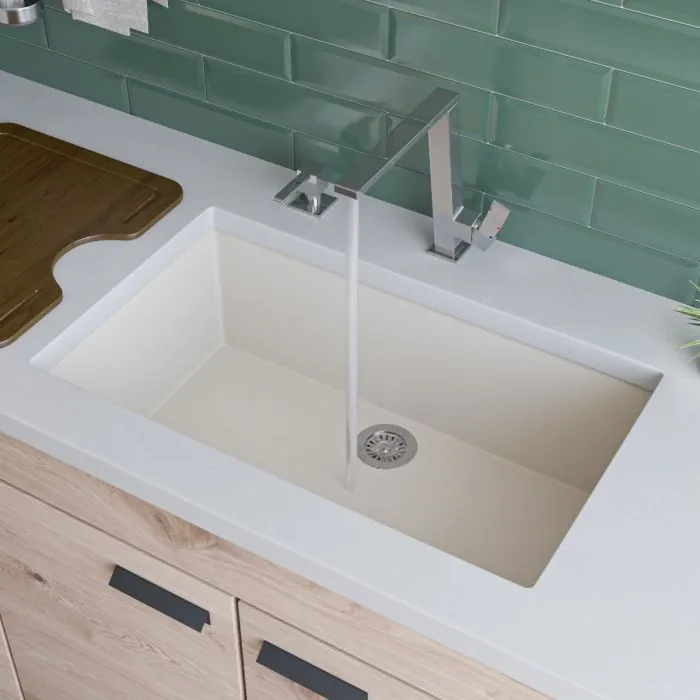 ALFI brand AB3020UM 30" Undermount Single Bowl Granite Composite Kitchen Sink
