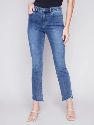 Asymmetrical Boot Cut Hem Jeans