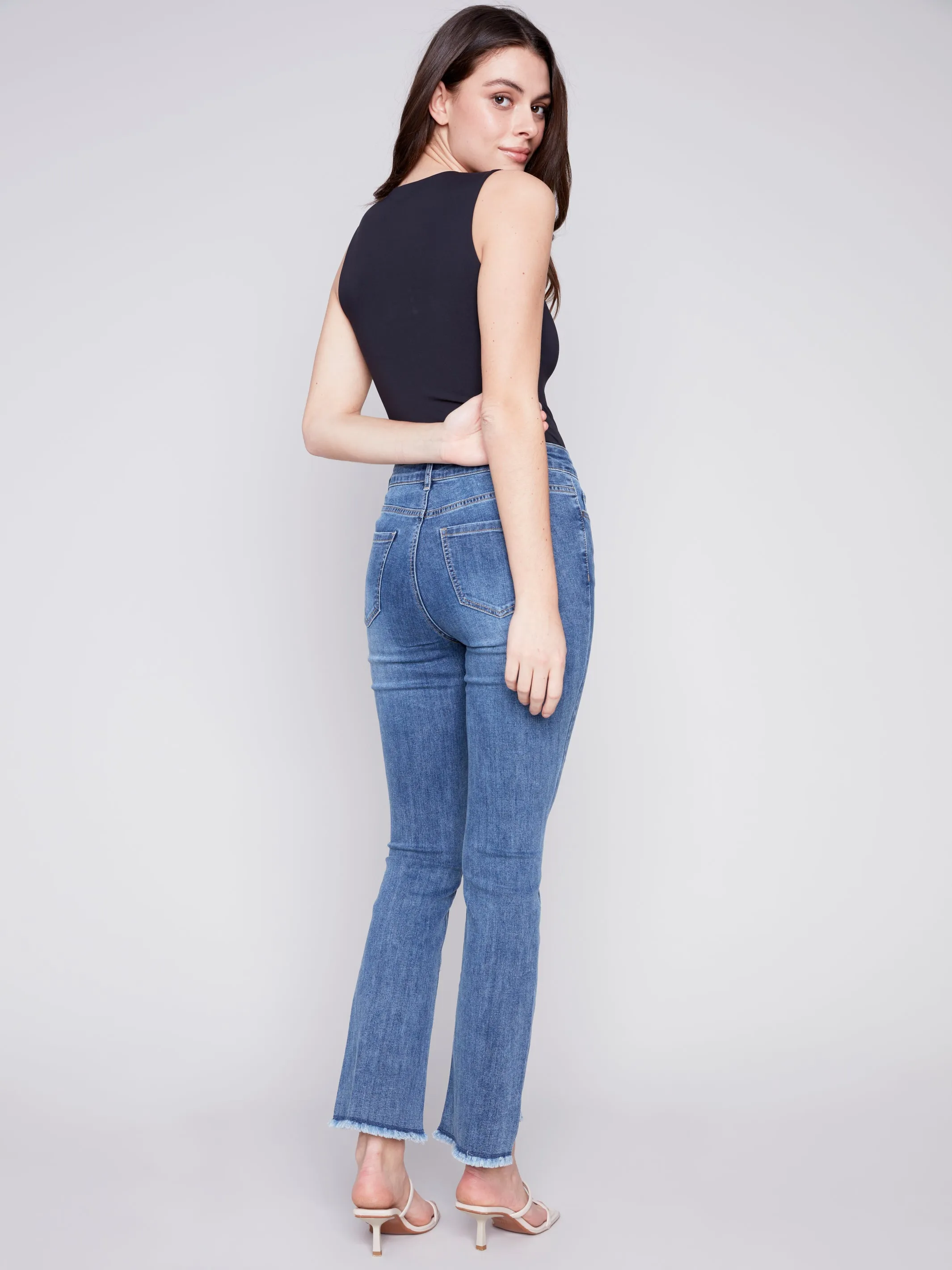 Asymmetrical Boot Cut Hem Jeans