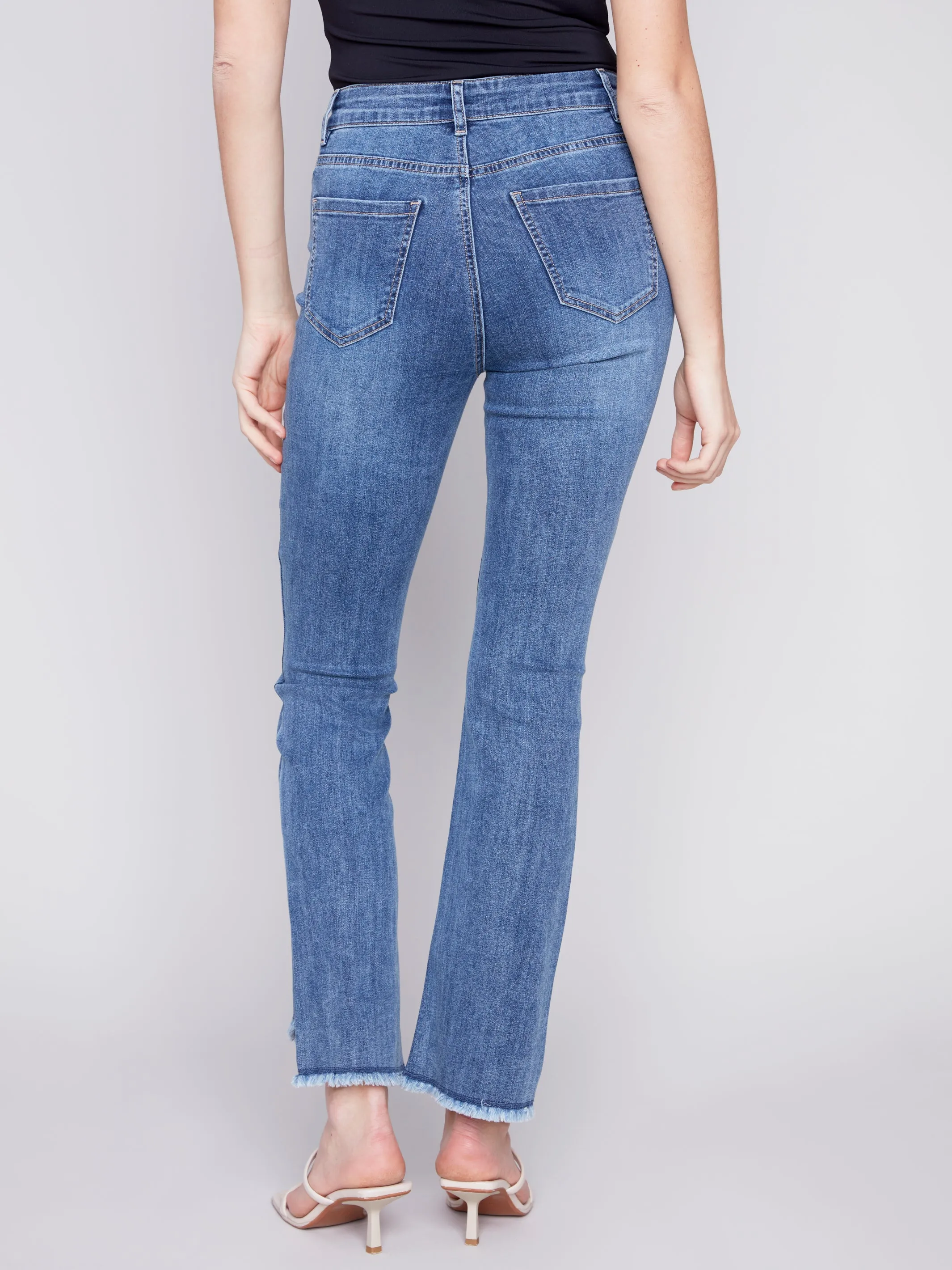 Asymmetrical Boot Cut Hem Jeans