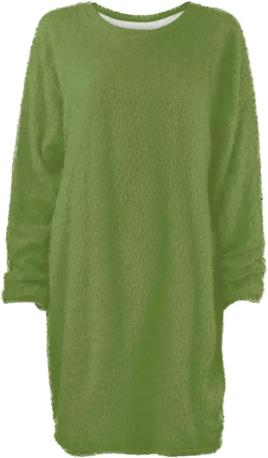 Azeralia Sweater Dress Fall Dresses for Women 2024 Crew Neck Long Sleeve Midi Dress Winter Sweater Knit Dress