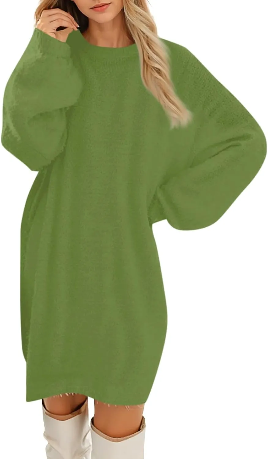 Azeralia Sweater Dress Fall Dresses for Women 2024 Crew Neck Long Sleeve Midi Dress Winter Sweater Knit Dress