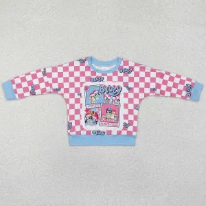 Baby Girls Clothes Tops Christmas Checkered Dog Long Sleeve Tee Shirts Tops GT0732