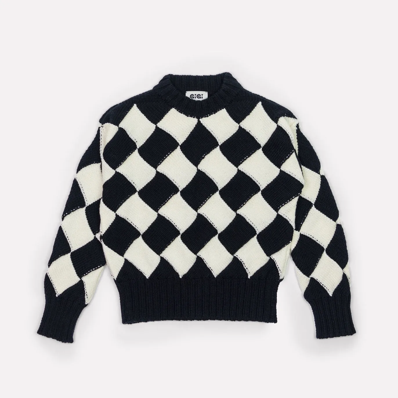 Basket Weave Sweater- black and white