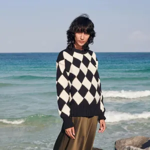 Basket Weave Sweater- black and white