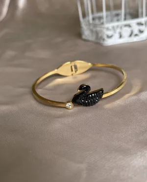 Black Swan Handcuff Bracelet | Edgy Adjustable Gothic Jewelry for Women | Hypoallergenic Pakistani Fashion Accessories