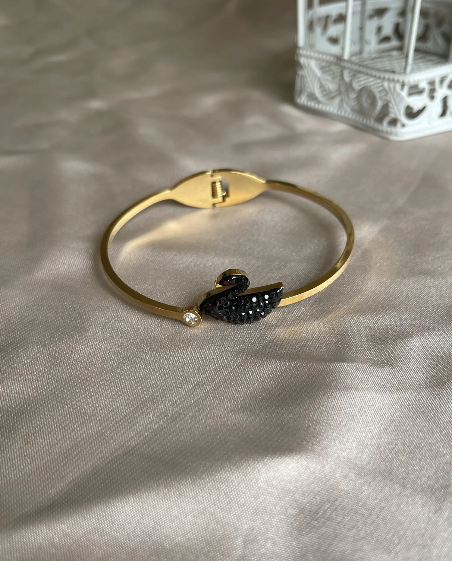 Black Swan Handcuff Bracelet | Edgy Adjustable Gothic Jewelry for Women | Hypoallergenic Pakistani Fashion Accessories