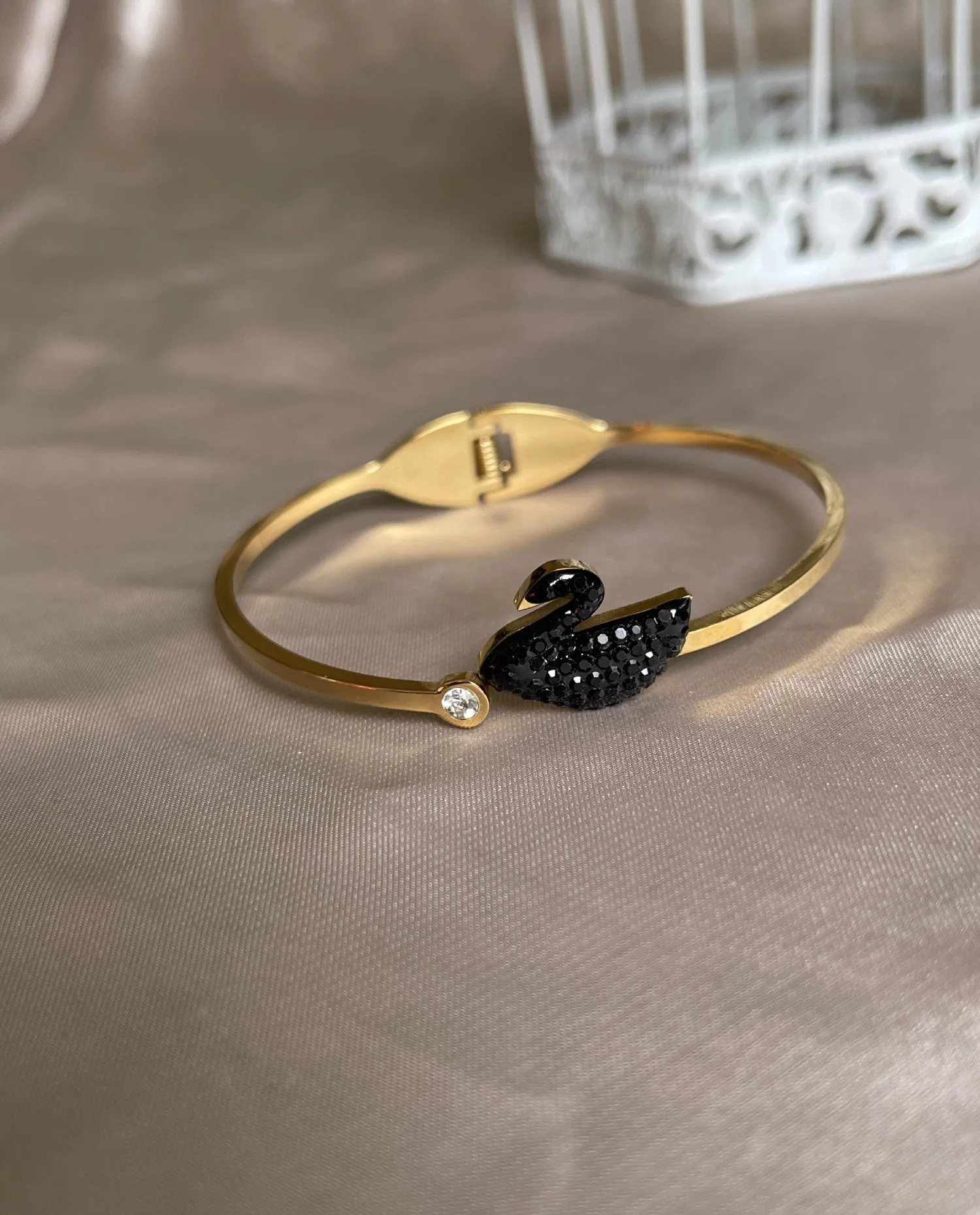 Black Swan Handcuff Bracelet | Edgy Adjustable Gothic Jewelry for Women | Hypoallergenic Pakistani Fashion Accessories
