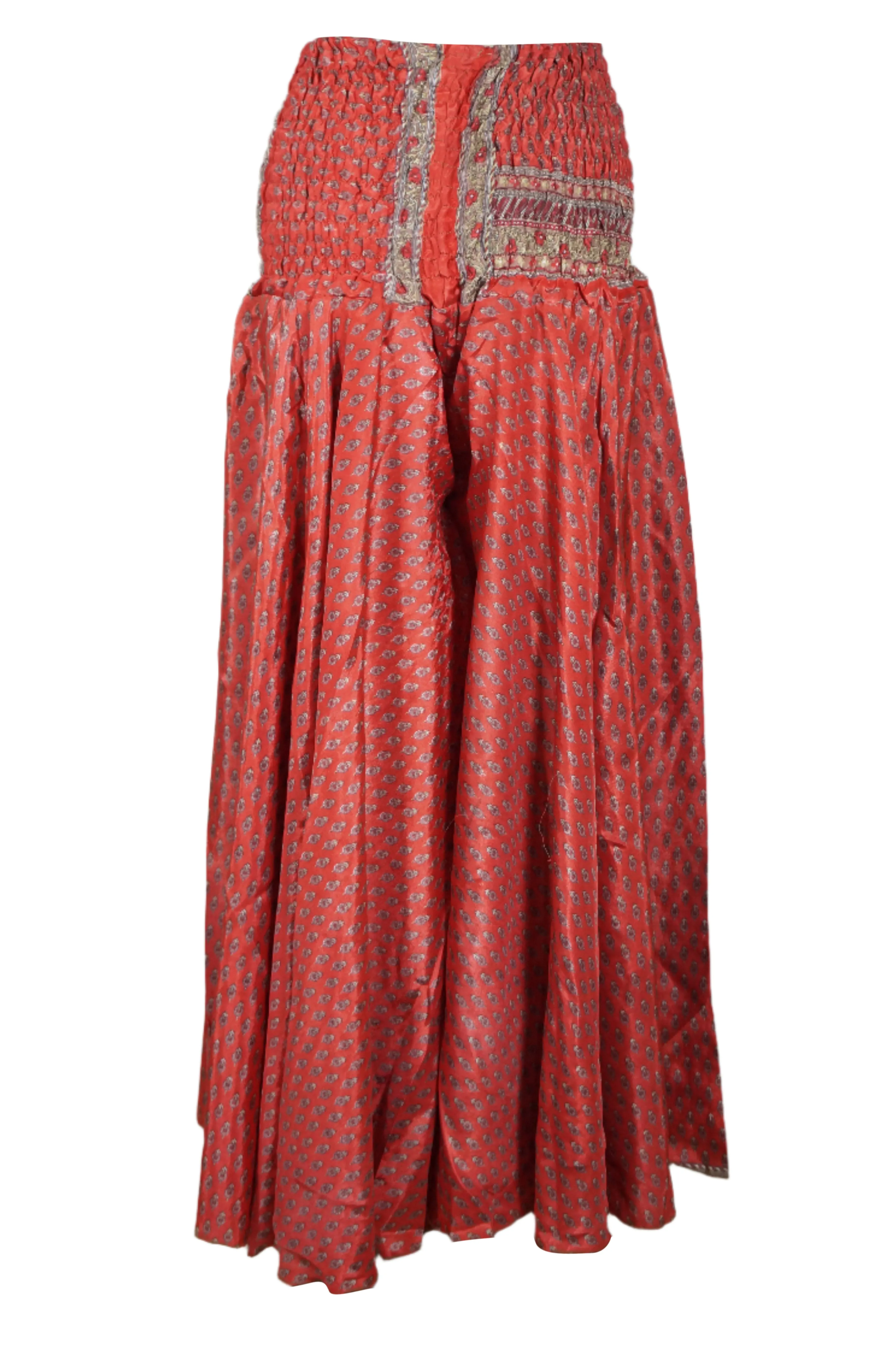 Boho-Chic Red Floral Palazzo Pants Breezy Divided Gypsy Skirt
