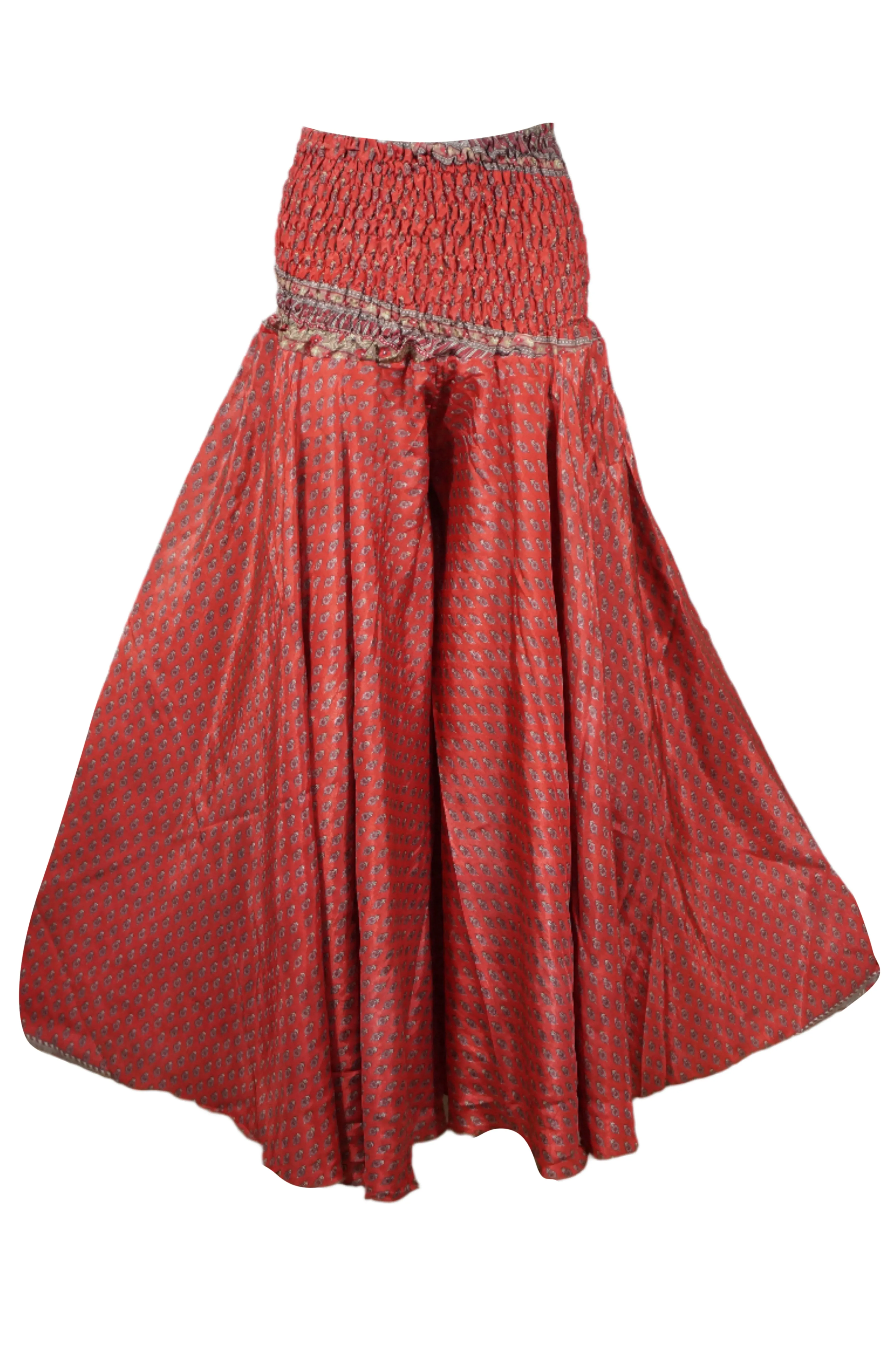 Boho-Chic Red Floral Palazzo Pants Breezy Divided Gypsy Skirt