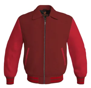 Bomber Classic Jacket Maroon Body and Red Leather Sleeves