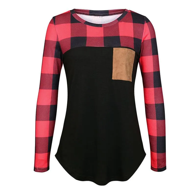 Casual Plaid Patchwork Top