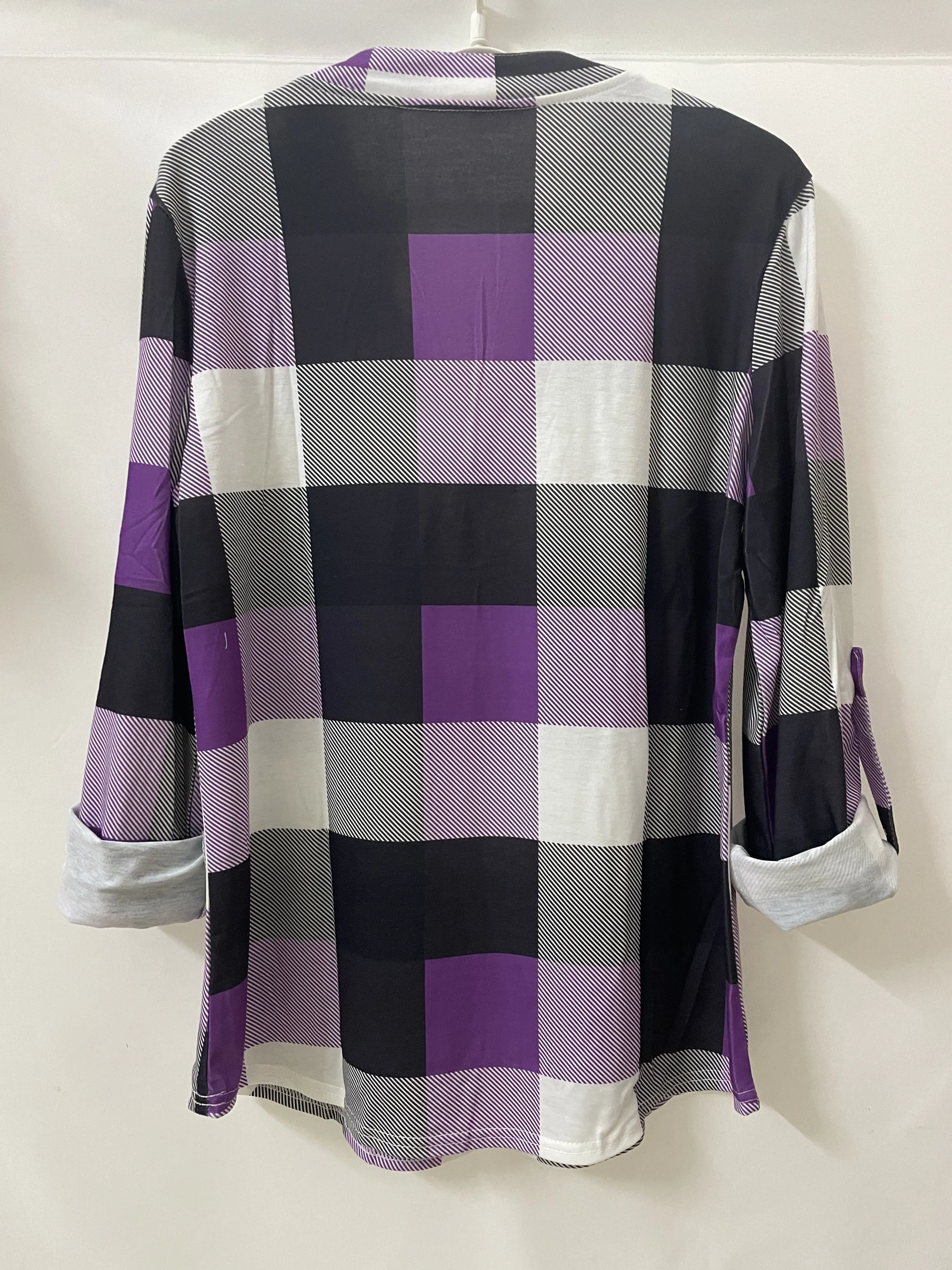 Casual Plaid Shirt, Long Sleeve V-neck Shirt,  Casual Every Day Tops, Women's Clothing