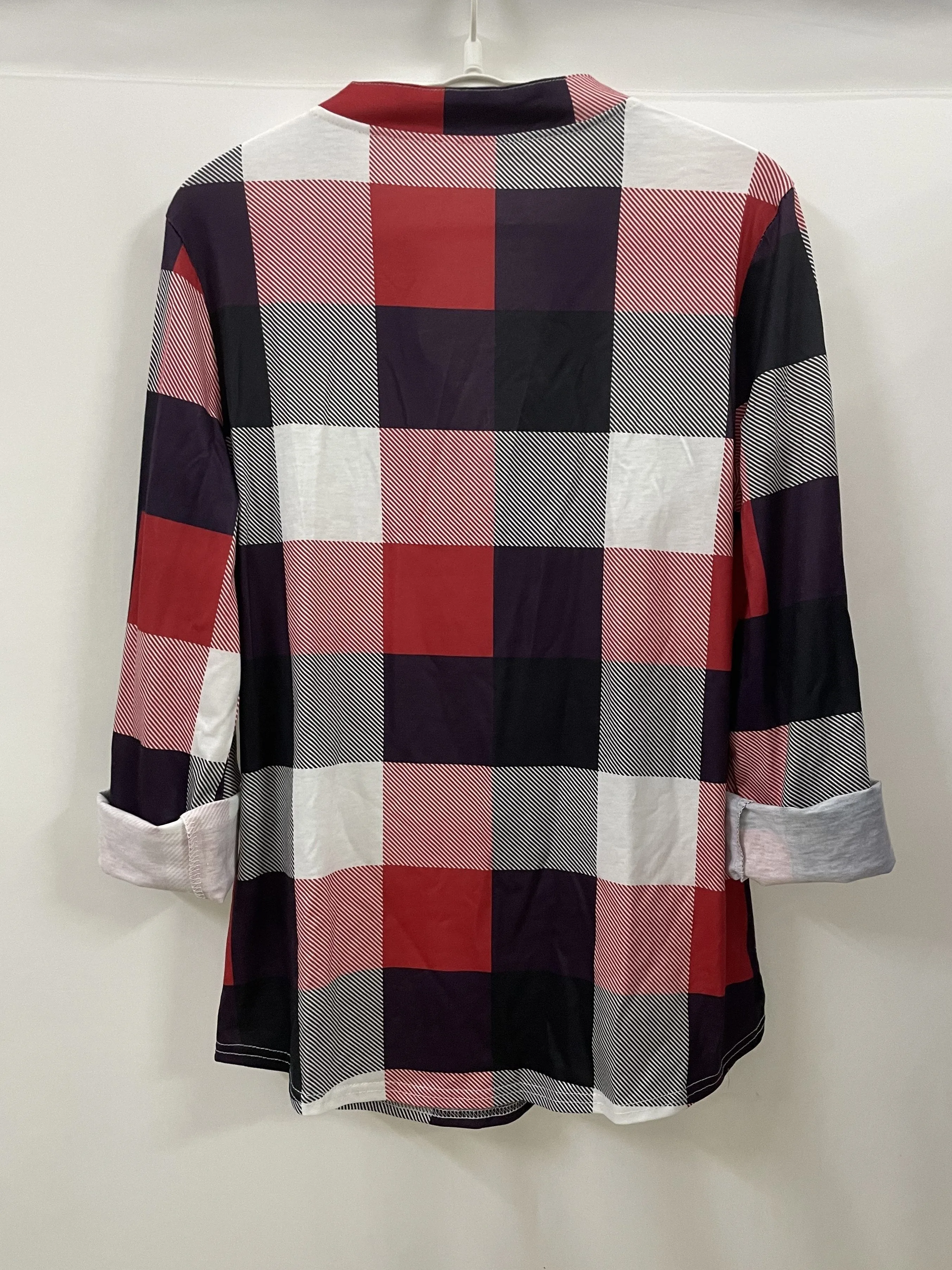 Casual Plaid Shirt, Long Sleeve V-neck Shirt,  Casual Every Day Tops, Women's Clothing