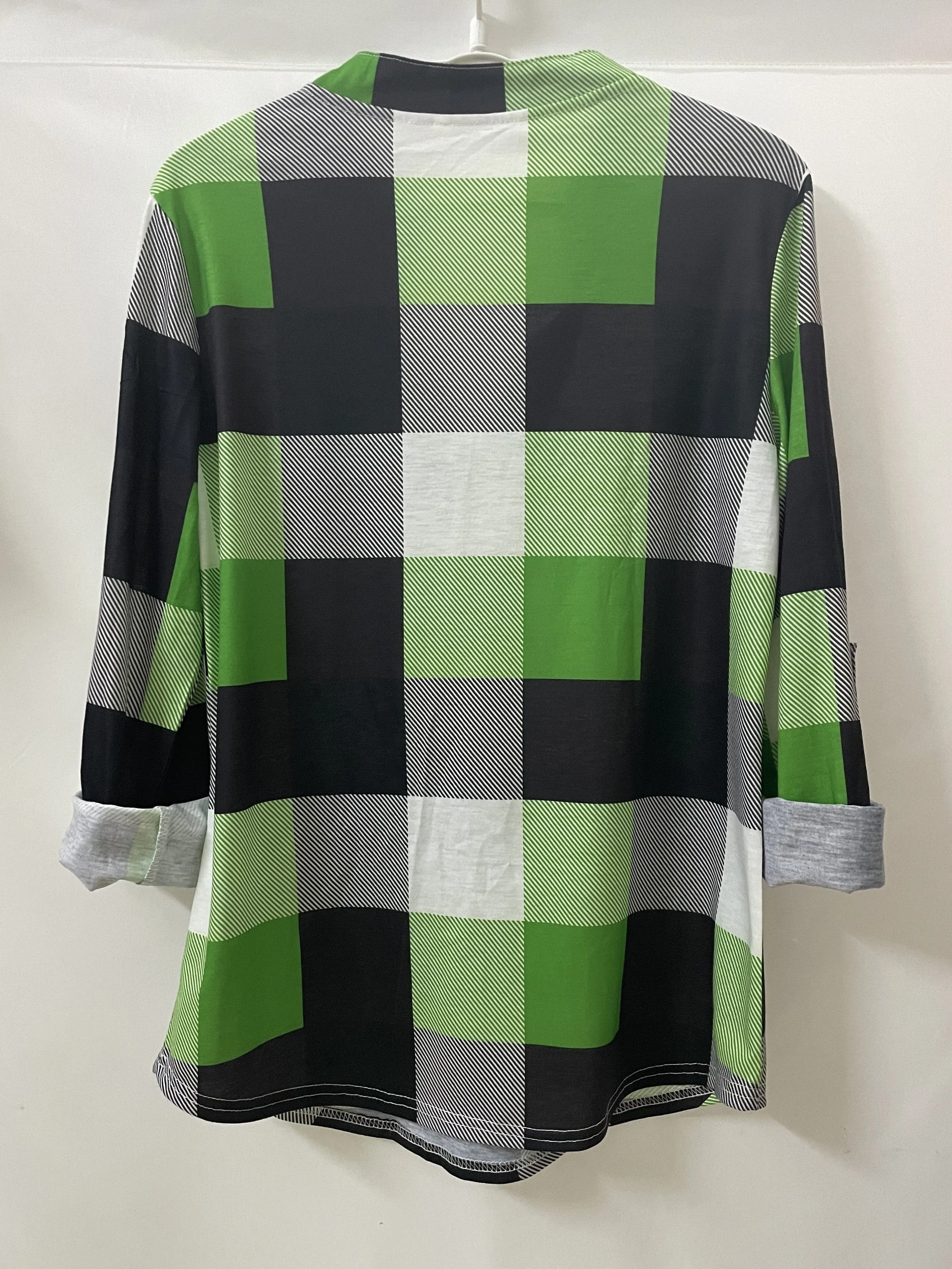 Casual Plaid Shirt, Long Sleeve V-neck Shirt,  Casual Every Day Tops, Women's Clothing