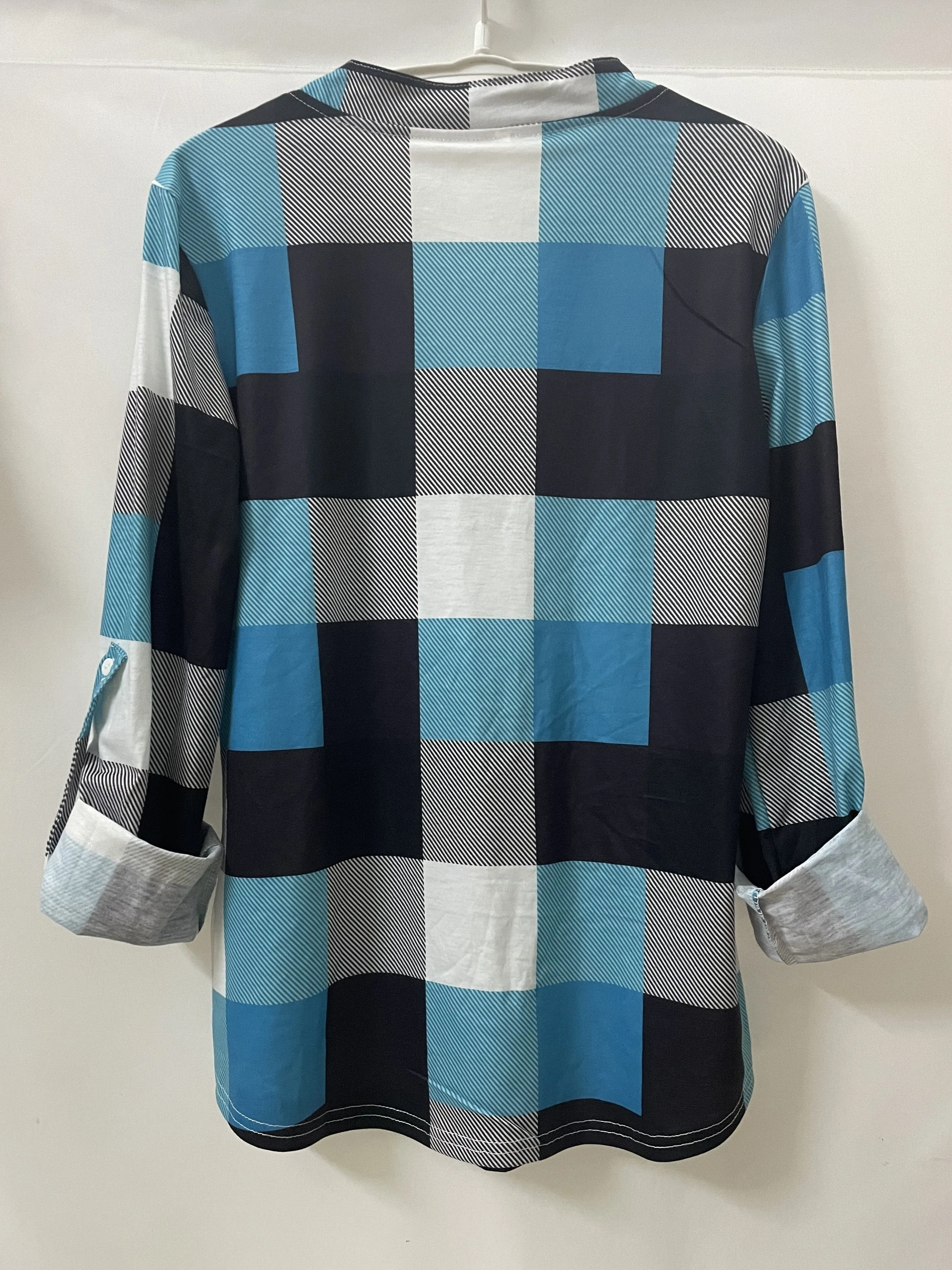 Casual Plaid Shirt, Long Sleeve V-neck Shirt,  Casual Every Day Tops, Women's Clothing