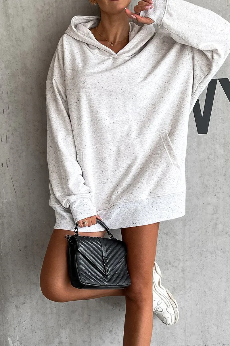 Casual Solid Patch Hooded Collar Tops
