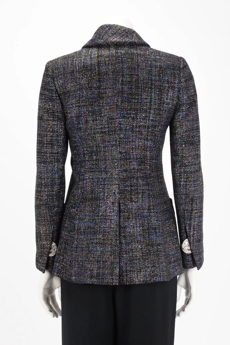 Chanel Black Rainbow Lurex Patch Pocket Jacket FR 38