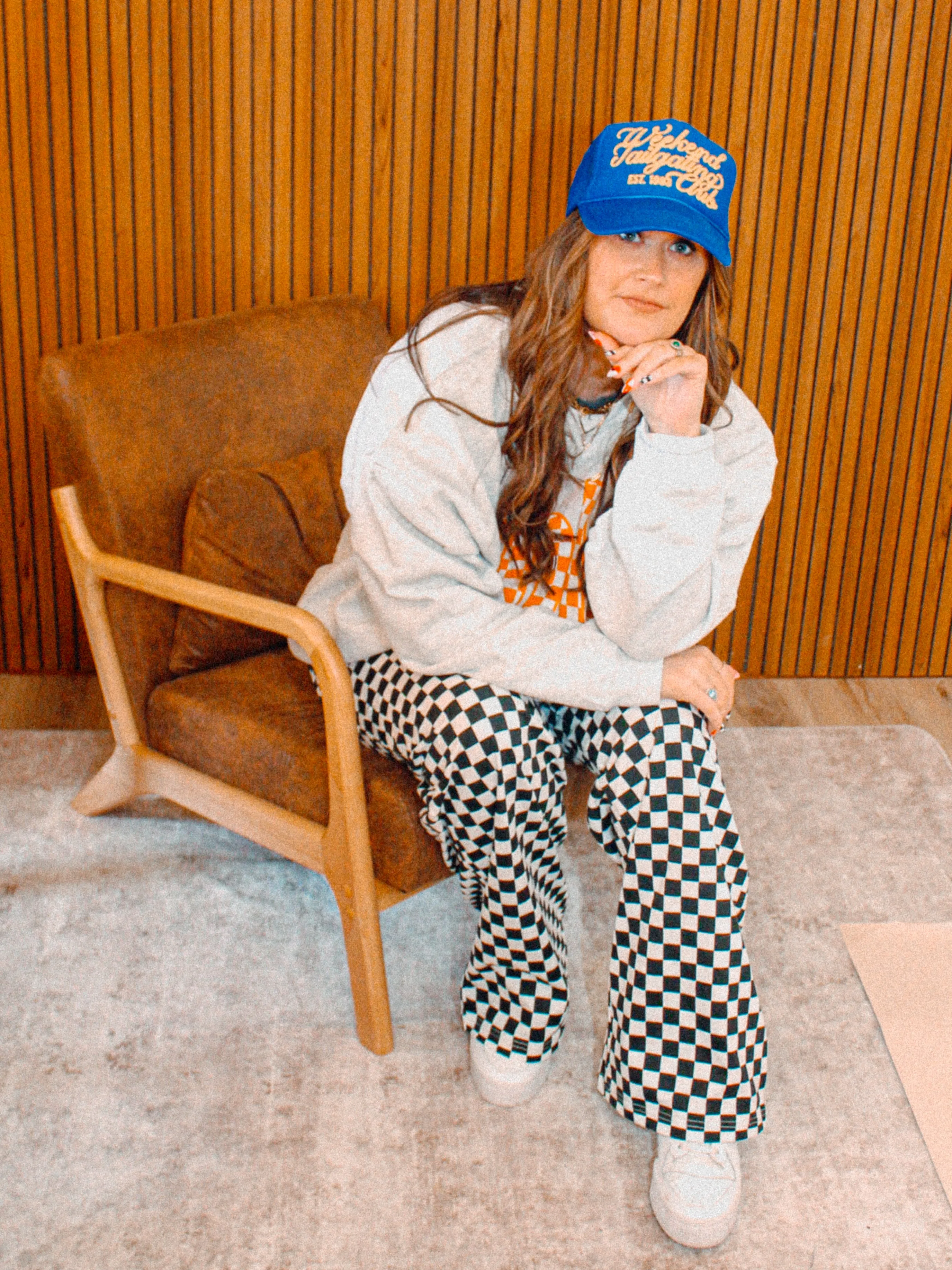 Checkered Print Wide Leg Boxer Pants