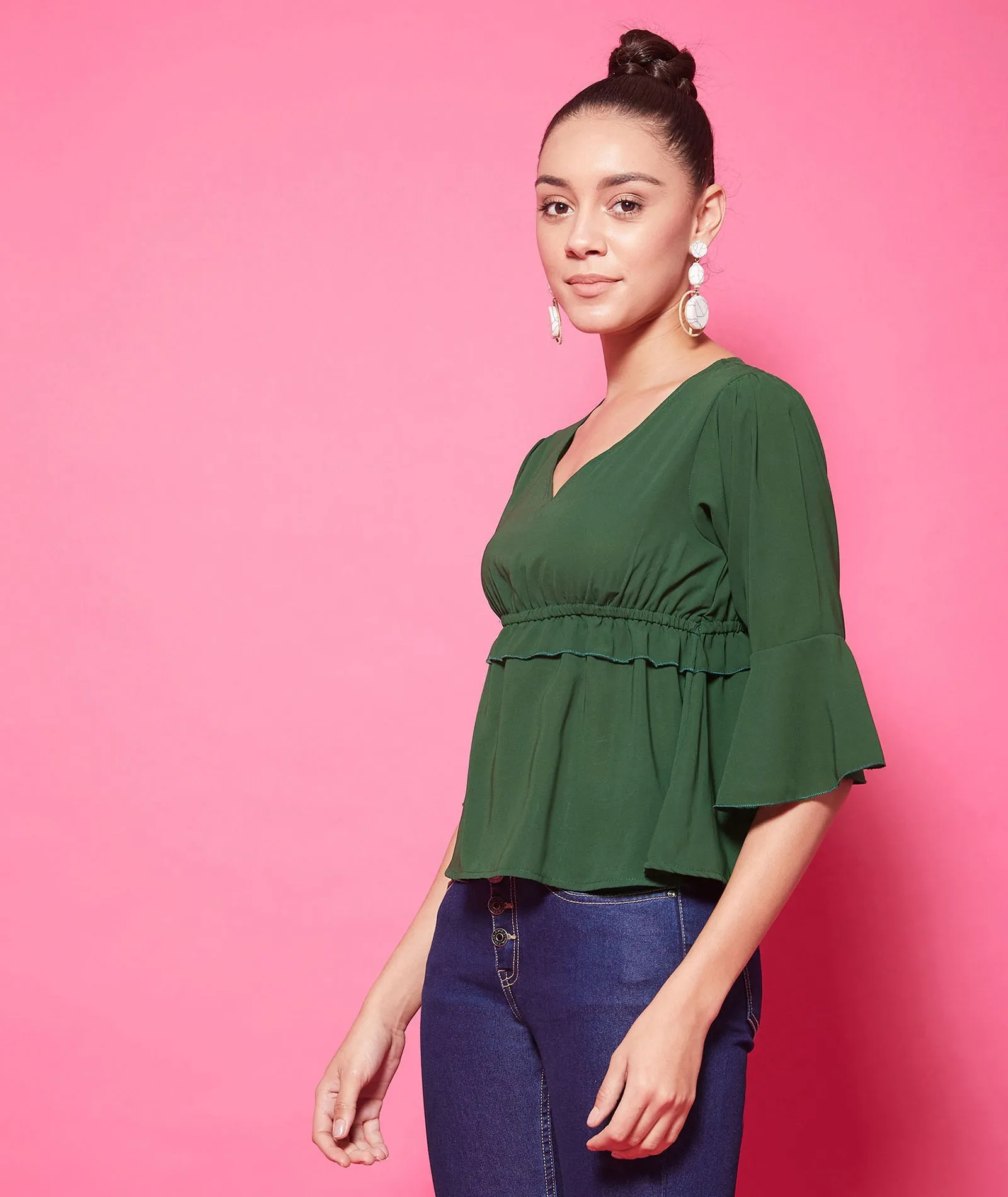 Chimpaaanzee Polyester Regular Tops - Green