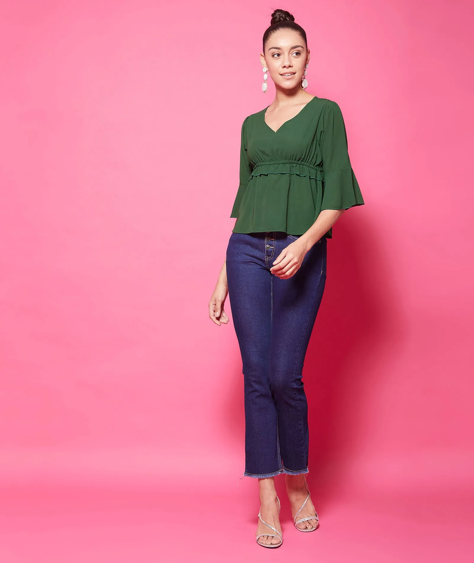 Chimpaaanzee Polyester Regular Tops - Green