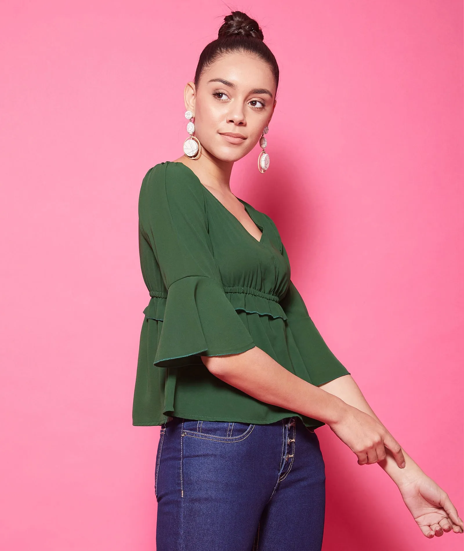 Chimpaaanzee Polyester Regular Tops - Green