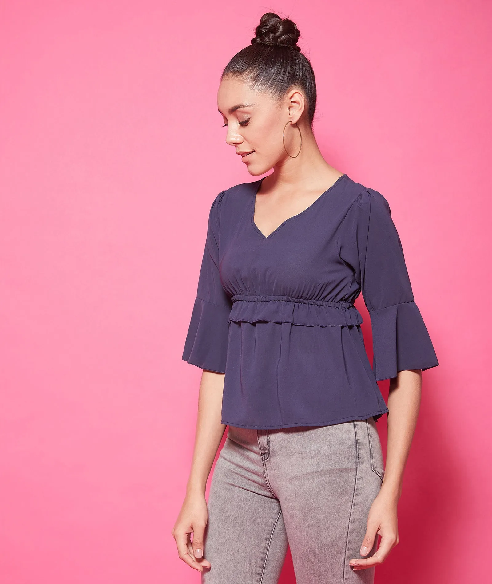 Chimpaaanzee Polyester Regular Tops - Navy