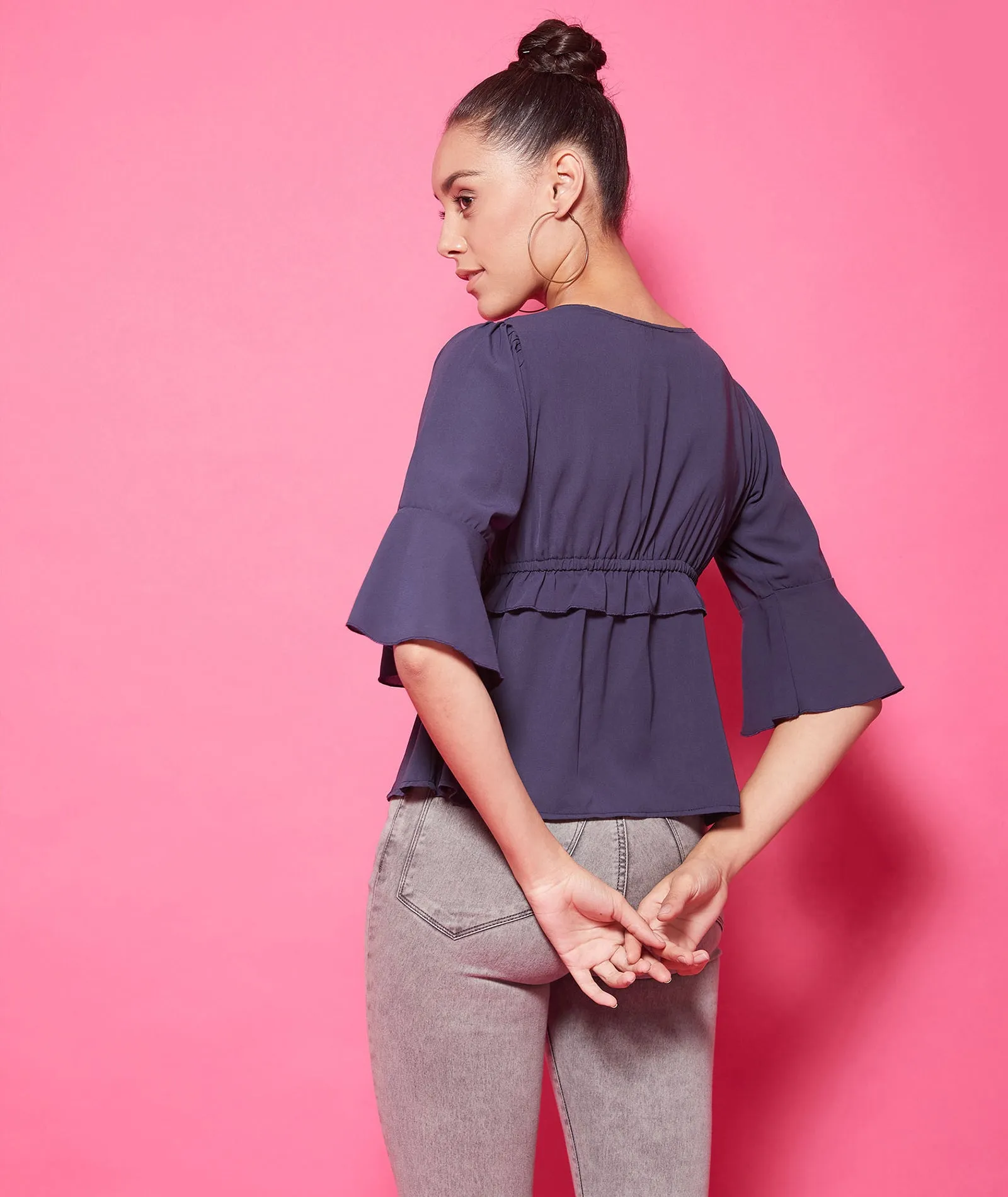 Chimpaaanzee Polyester Regular Tops - Navy