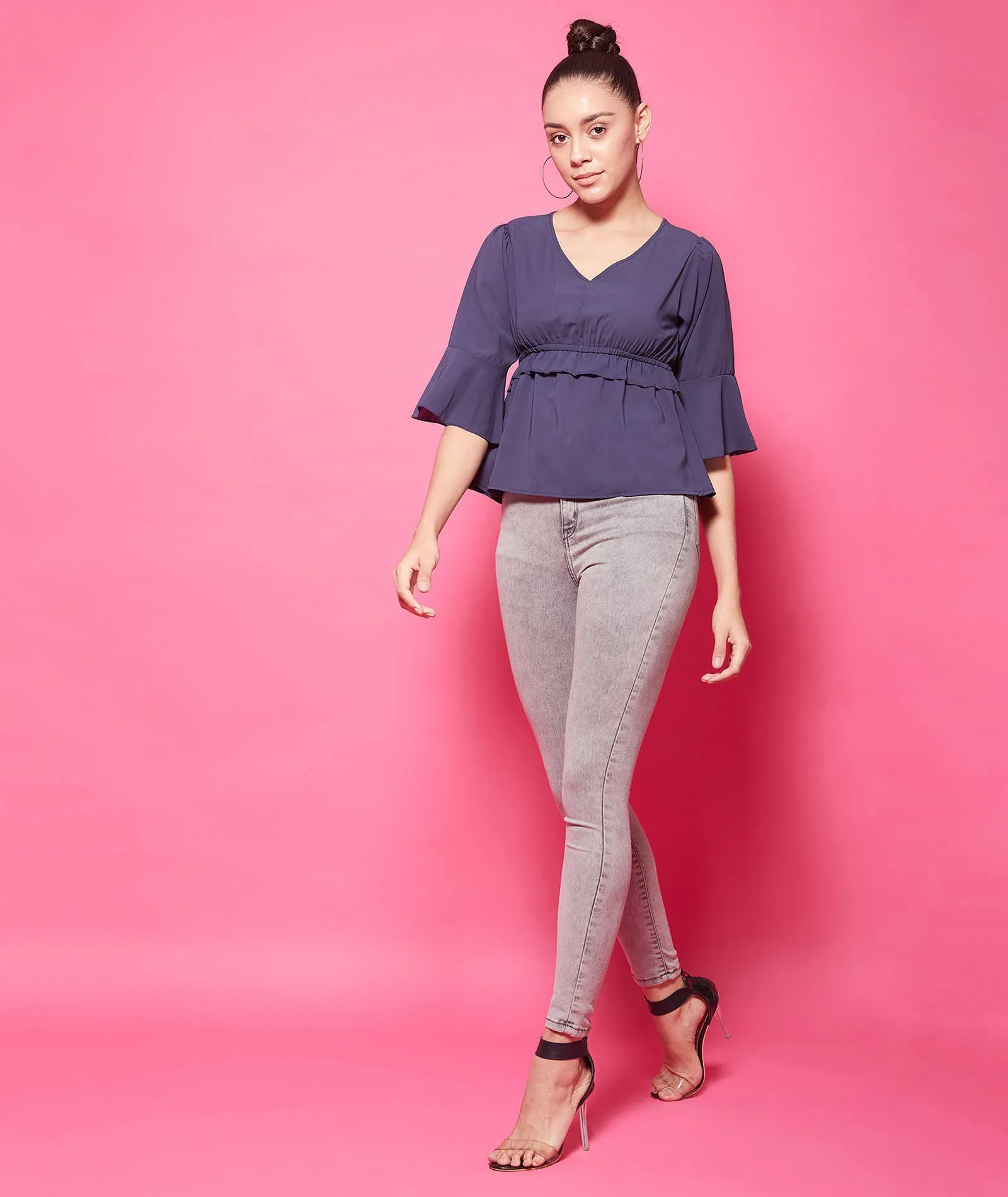 Chimpaaanzee Polyester Regular Tops - Navy