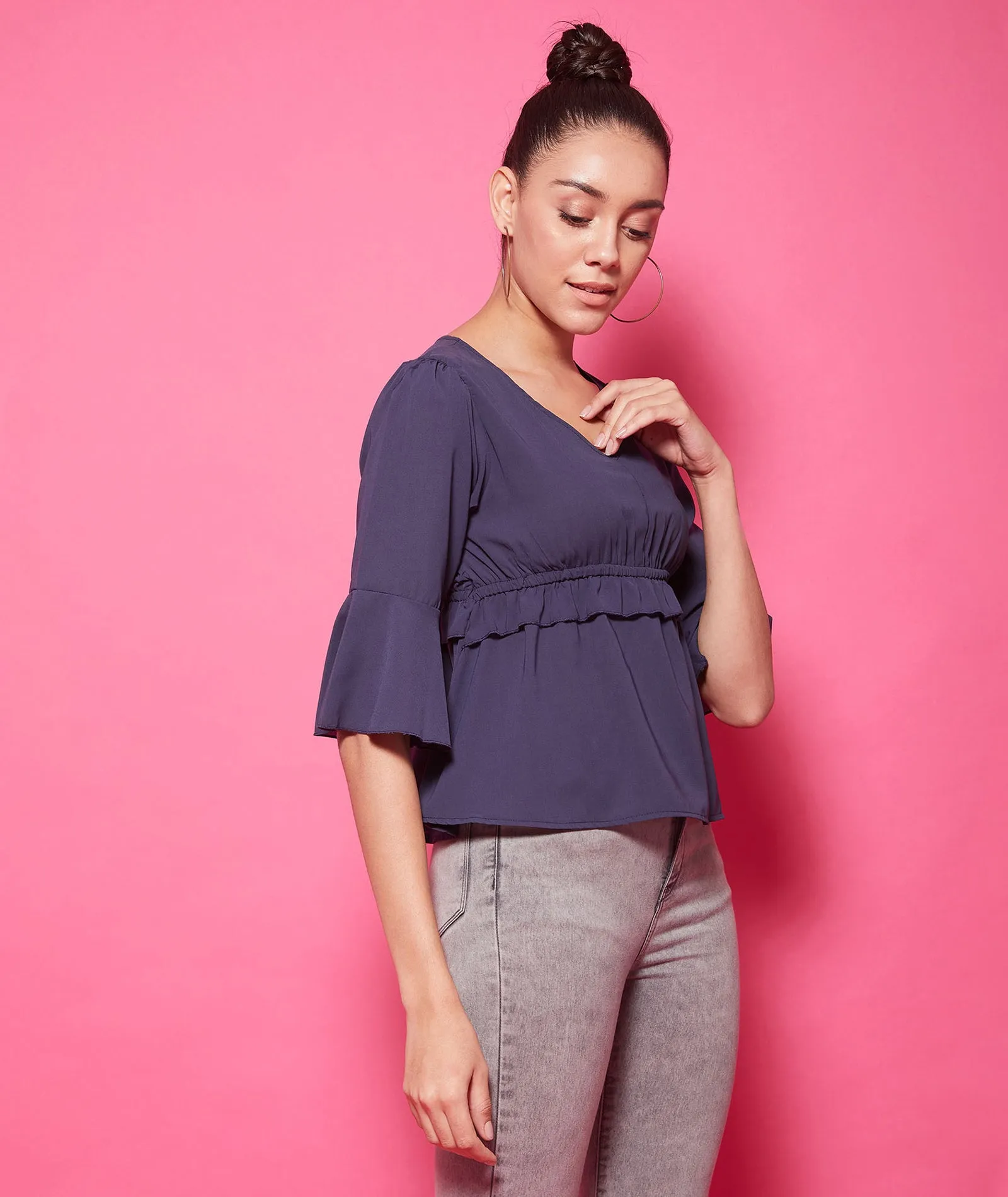 Chimpaaanzee Polyester Regular Tops - Navy