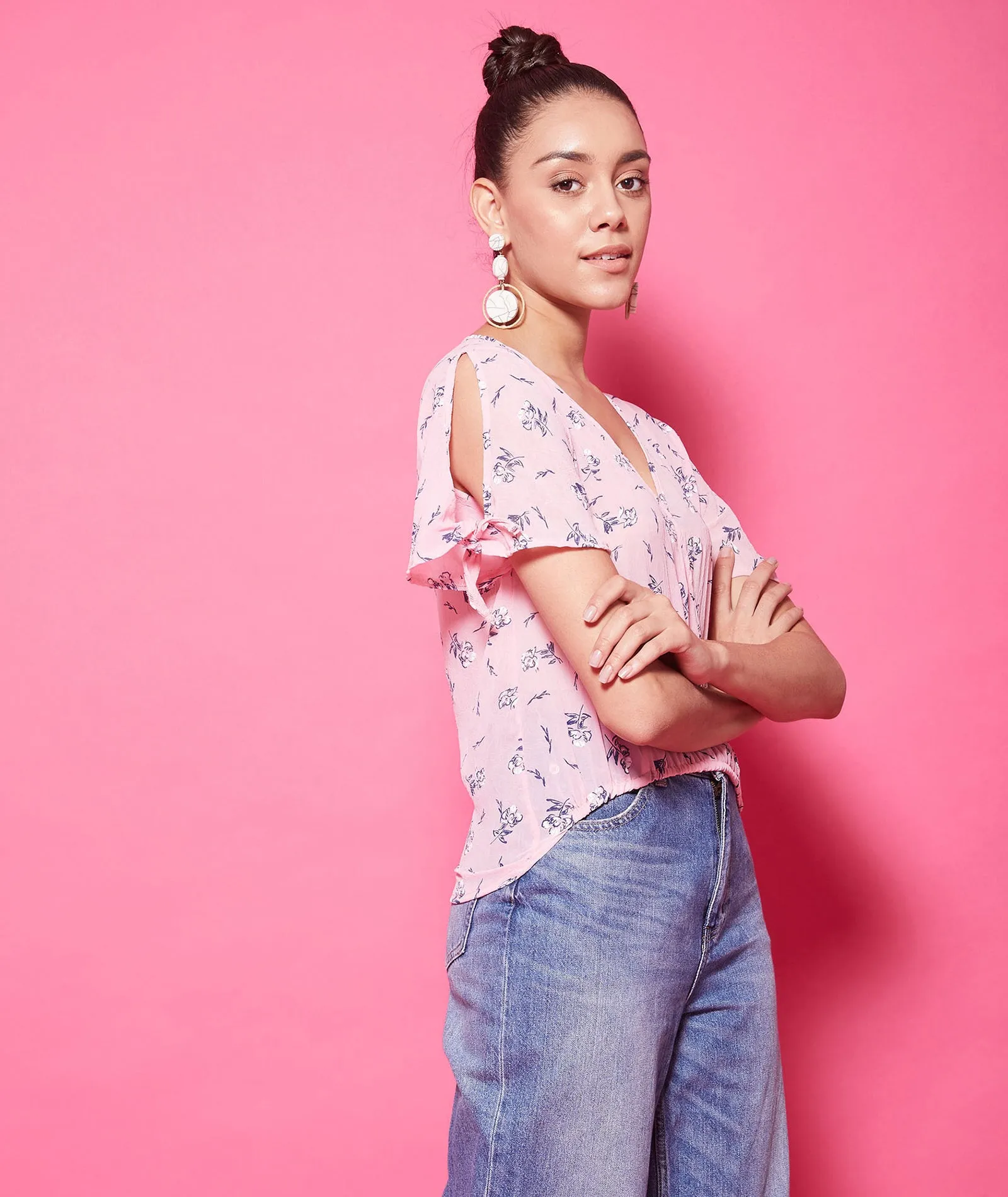 Chimpaaanzee Polyester Regular Tops - Pink