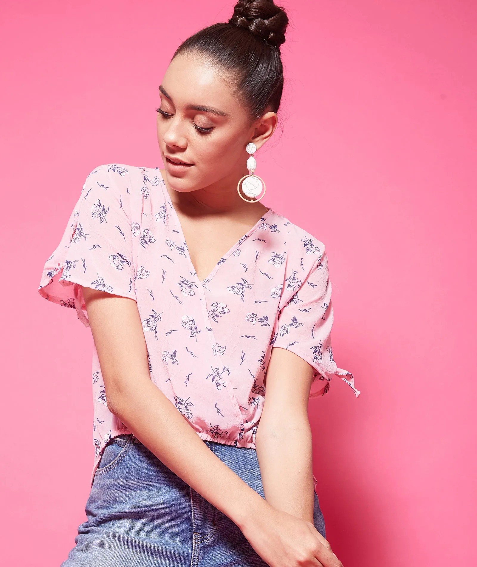 Chimpaaanzee Polyester Regular Tops - Pink