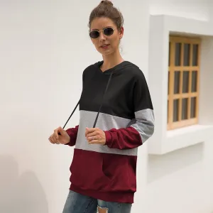 Colorblock Drawing Hoodie Tops