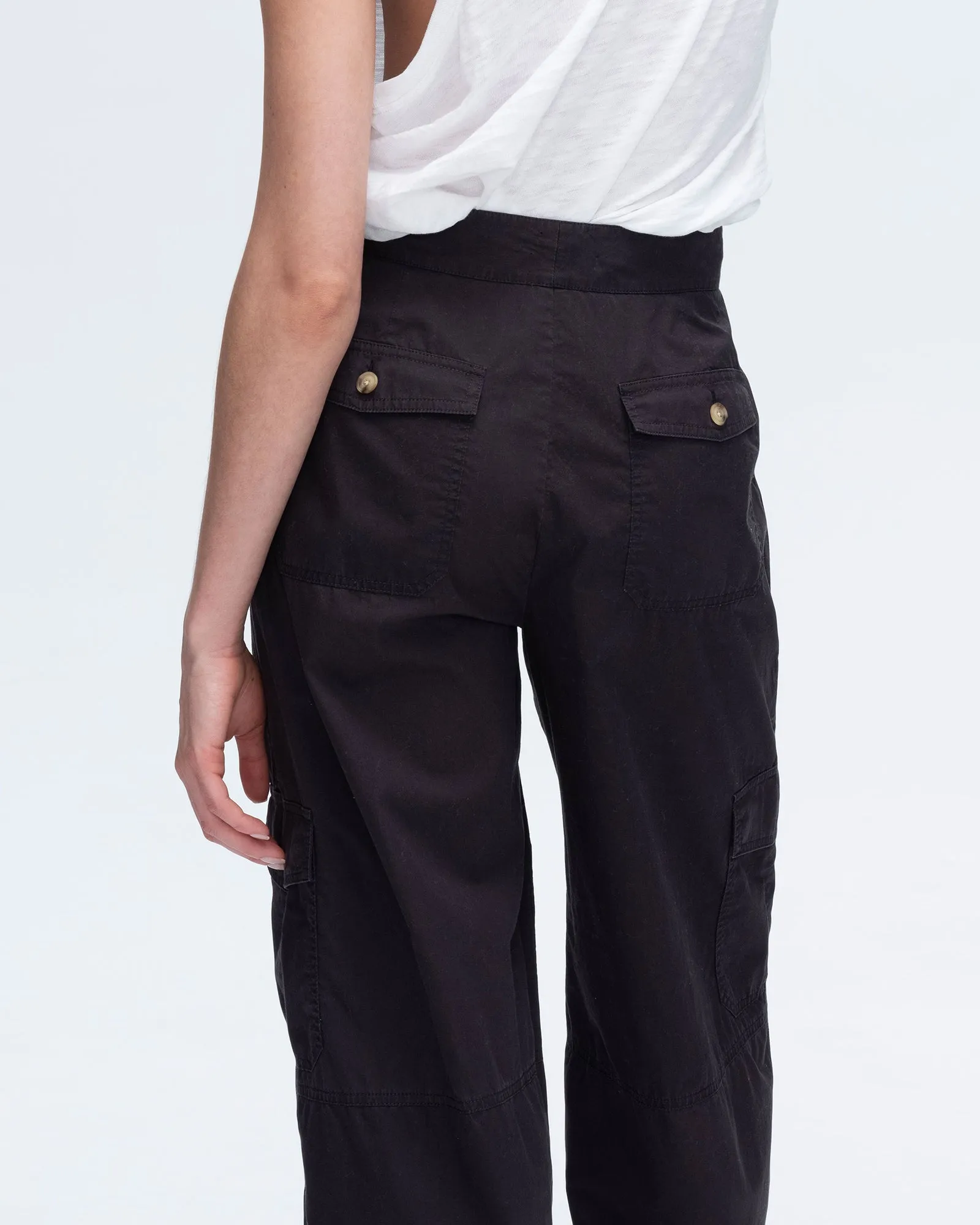 Cotton Poplin Cargo Pants - Black