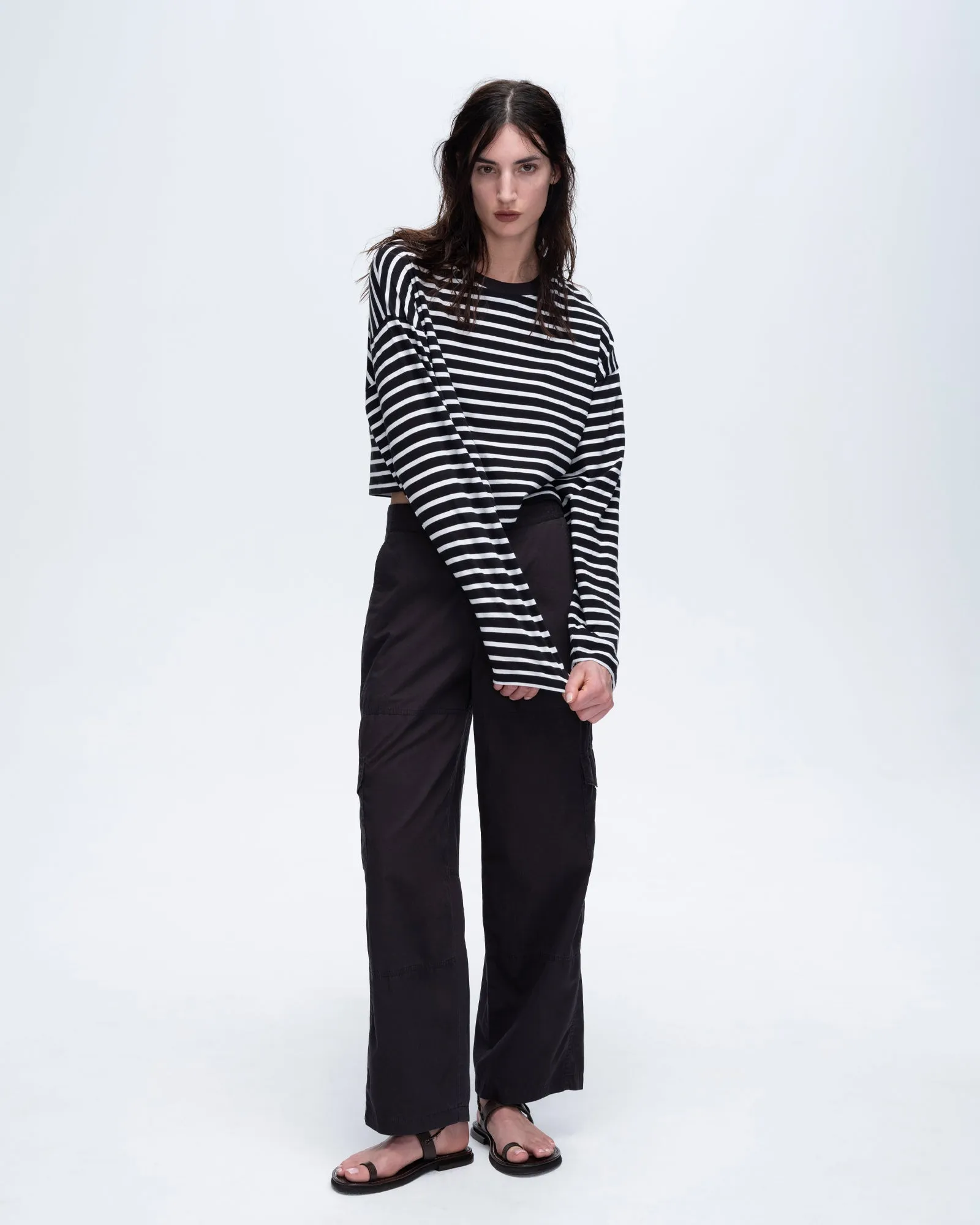 Cotton Poplin Cargo Pants - Black