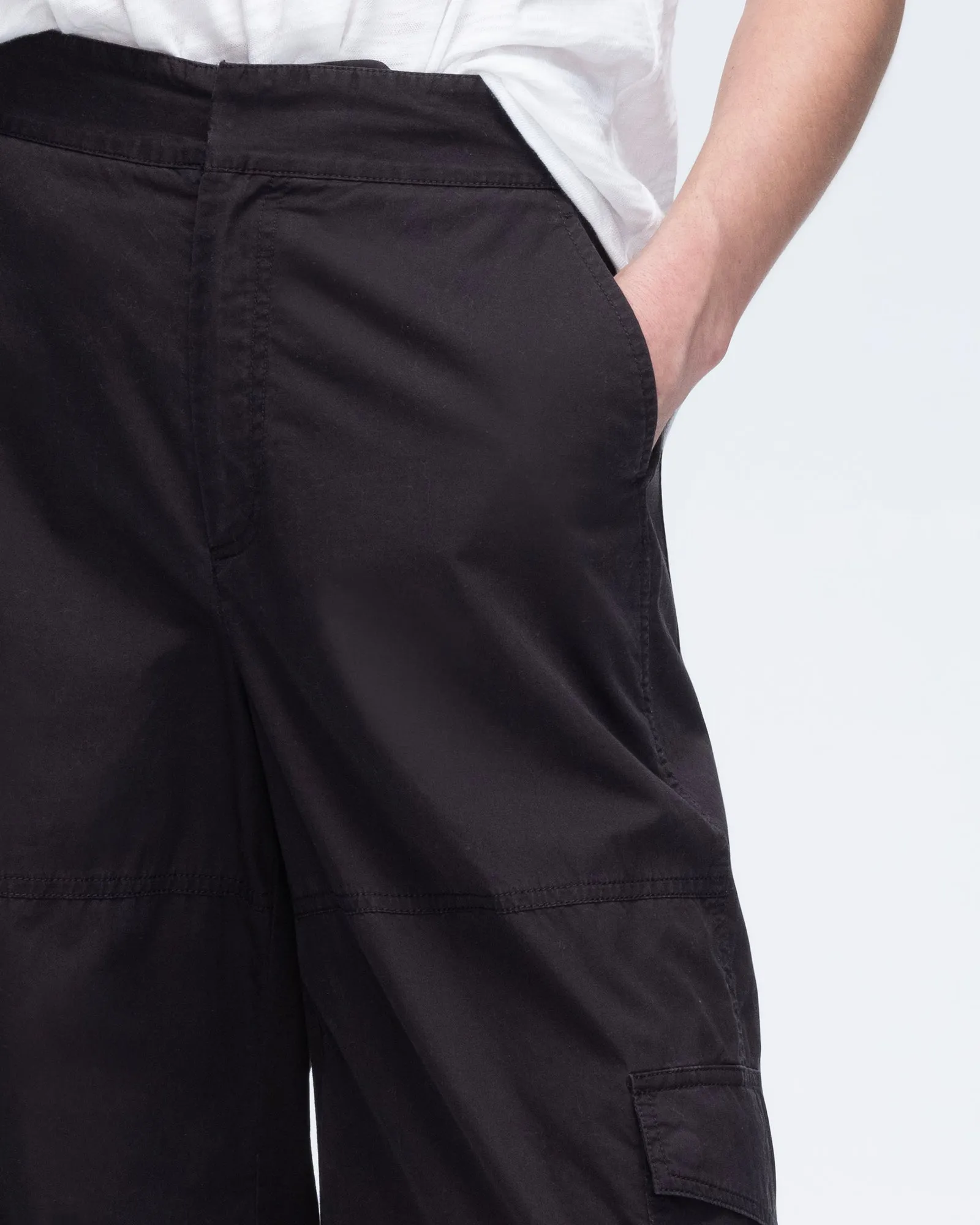 Cotton Poplin Cargo Pants - Black