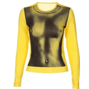 Crewneck long sleeve body print thermal top