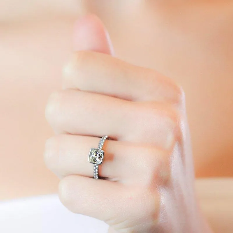 Cushion Bezel Solitaire in Fancy Yellow