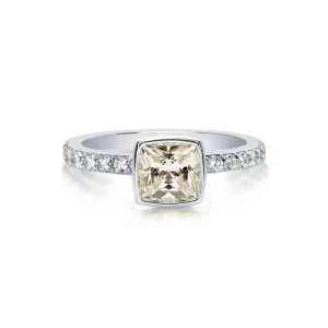 Cushion Bezel Solitaire in Fancy Yellow