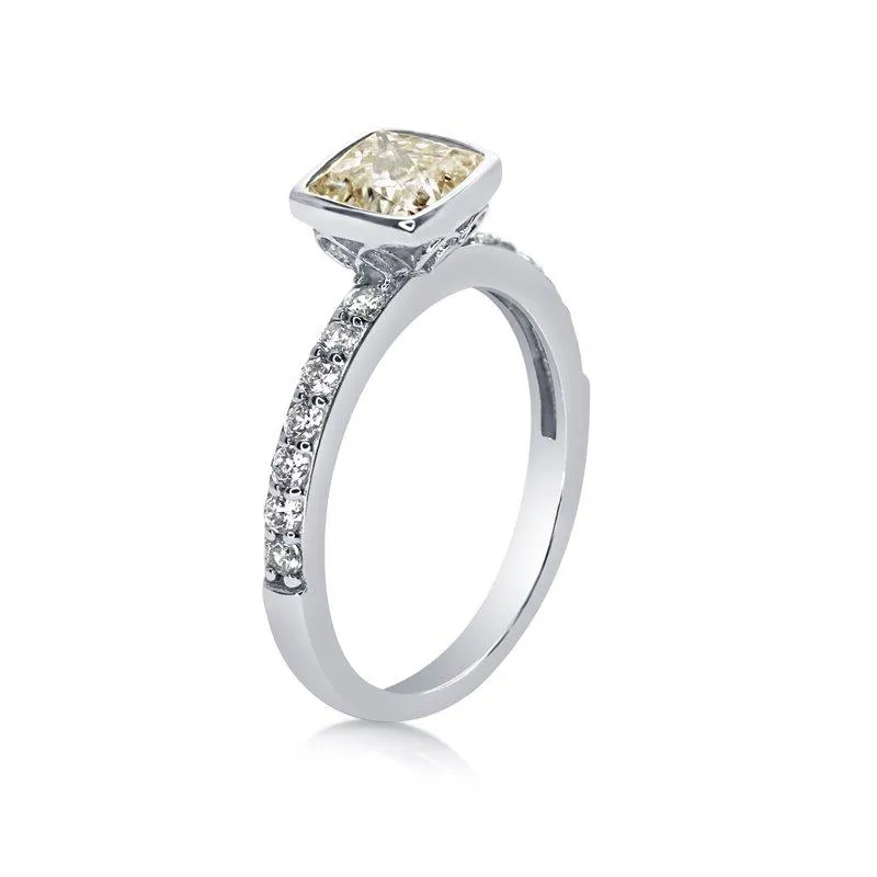 Cushion Bezel Solitaire in Fancy Yellow