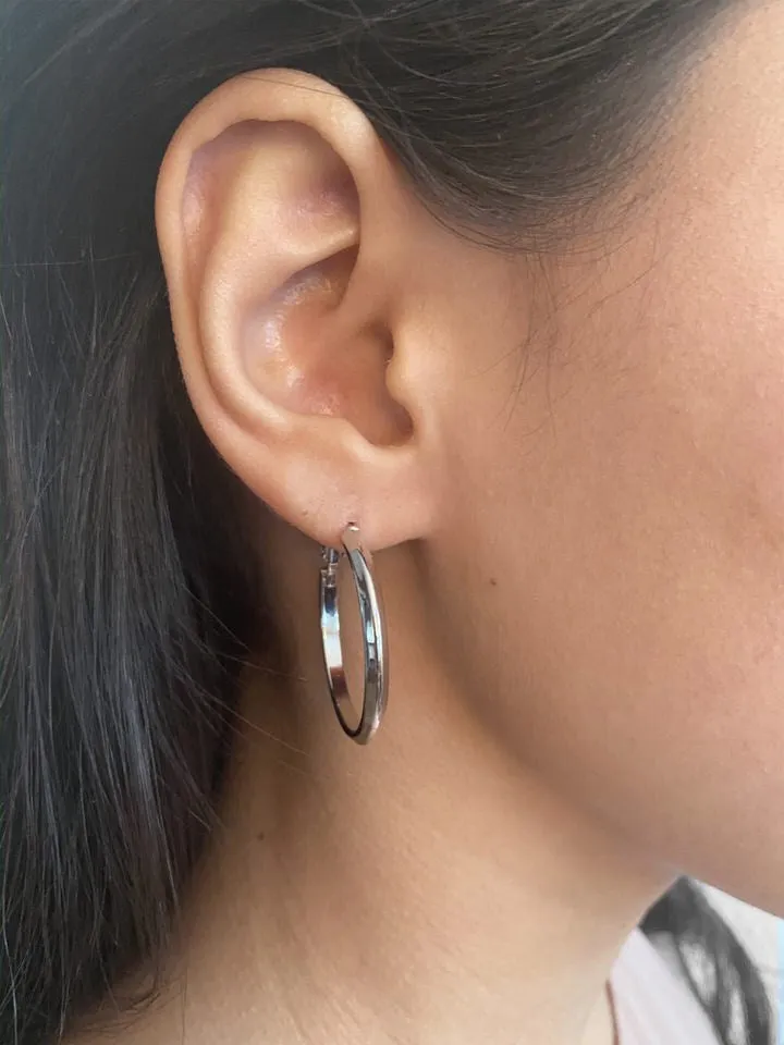 Earrings - Rose Gold Domed Metallic Hoops
