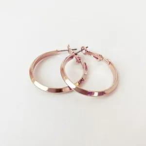 Earrings - Rose Gold Domed Metallic Hoops