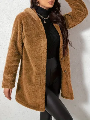 Elegant polyester fleecejack met capuchon voor dames