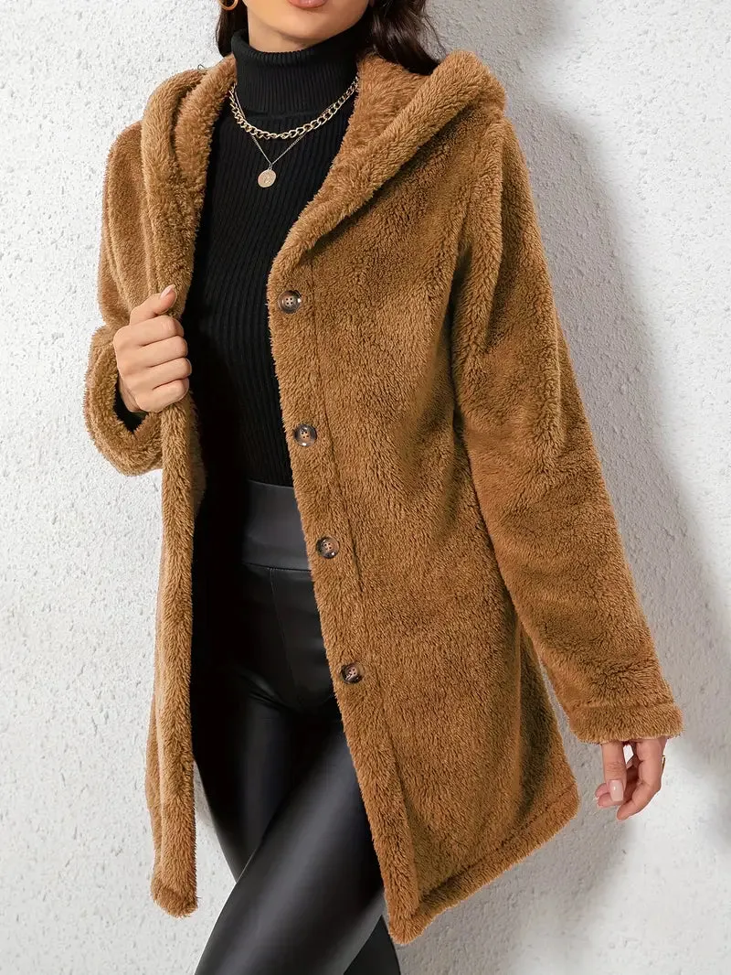 Elegant polyester fleecejack met capuchon voor dames